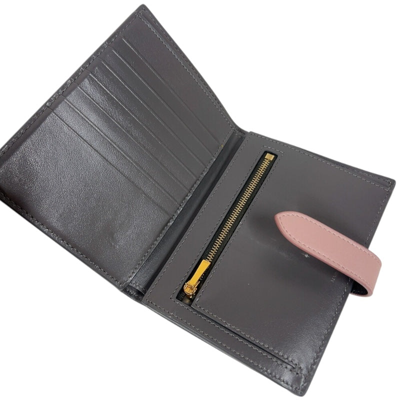 セリーヌ CELINE ミディアムストラップウォレット 10B643 グレー/ピンク グレインカーフ レディース 二つ折り財布