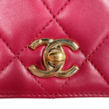 シャネル CHANEL トップハンドルチェーンショルダー ピンク/ゴールド金具 ラムスキン レディース ハンドバッグ