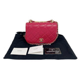 シャネル CHANEL トップハンドルチェーンショルダー ピンク/ゴールド金具 ラムスキン レディース ハンドバッグ