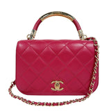 シャネル CHANEL トップハンドルチェーンショルダー ピンク/ゴールド金具 ラムスキン レディース ハンドバッグ