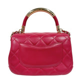 シャネル CHANEL トップハンドルチェーンショルダー ピンク/ゴールド金具 ラムスキン レディース ハンドバッグ