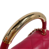 シャネル CHANEL トップハンドルチェーンショルダー ピンク/ゴールド金具 ラムスキン レディース ハンドバッグ