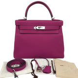 エルメス HERMES ケリー28 C刻 ローズパープル　シルバー金具 トゴ レディース ショルダーバッグ