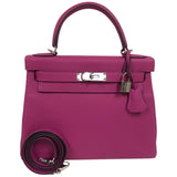 エルメス HERMES ケリー28 C刻 ローズパープル　シルバー金具 トゴ レディース ショルダーバッグ