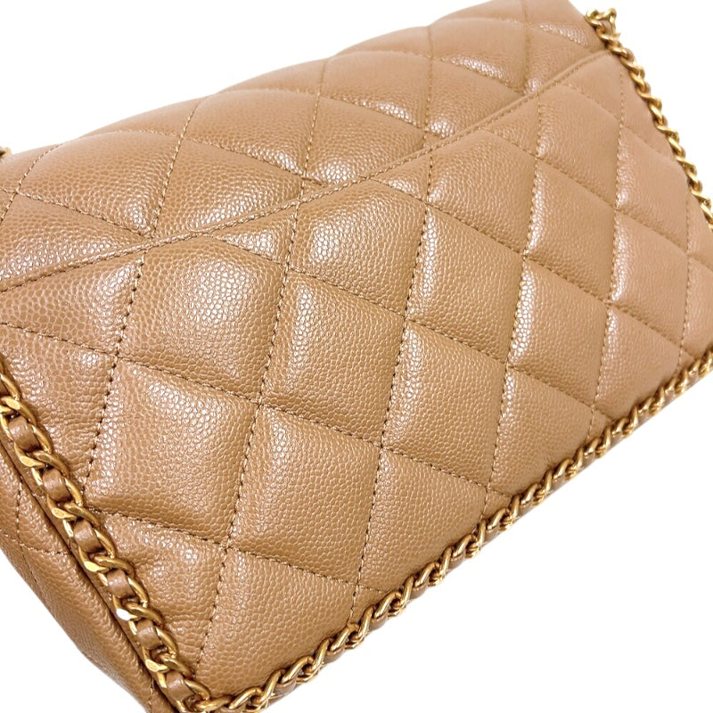 美品 シャネル マトラッセ チェーンショルダー キャビアスキン ベージュ シャネル CHANEL マトラッセ チェーンショルダーバッグ ベージュ