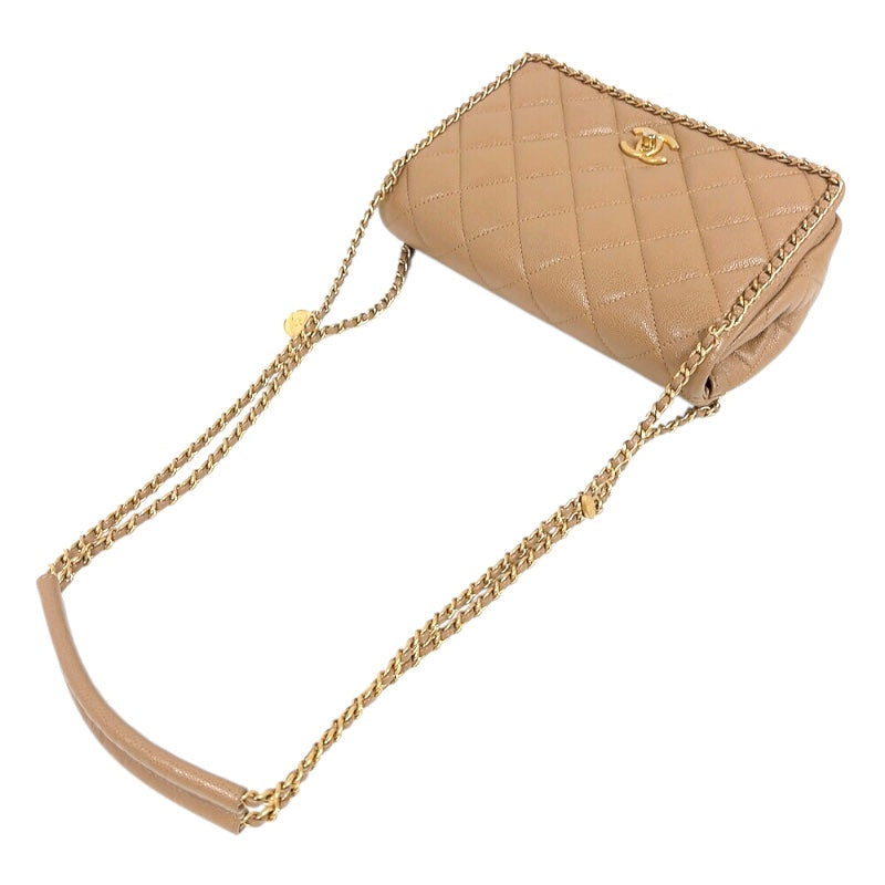 CHANEL(シャネル) ショルダーバッグ マトラッセ ベージュ チェーンショルダー/マットゴールド金具/カントリーフラップ/リボン シャネル CHANEL マトラッセ チェーンショルダーバッグ ベージュ