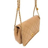 シャネル CHANEL マトラッセ　チェーンショルダーバッグ ベージュ　ゴールド金具 キャビアスキン レディース ショルダーバッグ