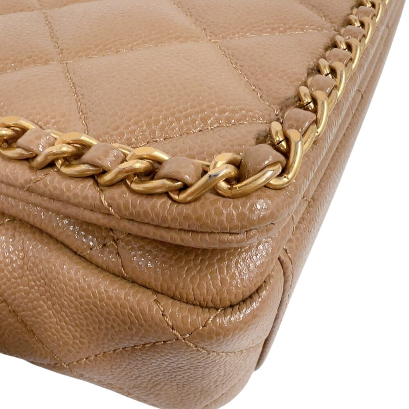 シャネル CHANEL ショルダーバッグ トリプルココマーク キャビアスキンレザー ベージュ ゴールド レディース 送料無料【中古】 z7813 CHANEL - シャネル CHANEL トリプルココマーク ショルダーバッグ