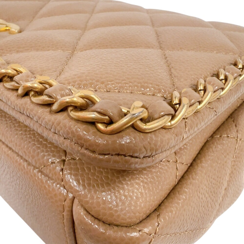 CHANEL(シャネル) ショルダーバッグ マトラッセ ベージュ チェーンショルダー/マットゴールド金具/カントリーフラップ/リボン シャネル CHANEL マトラッセ チェーンショルダーバッグ ベージュ
