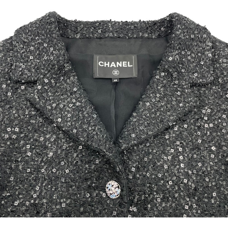 シャネル CHANEL グリッター装飾ツイードジャケット P77233 ブラック