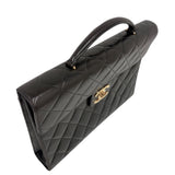 シャネル CHANEL ココマークマトラッセブリーフケース A02794 ブラック　ゴールド金具 ラムスキン レディース ブリーフケース