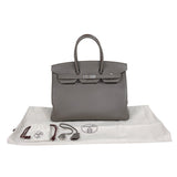 エルメス HERMES バーキン35　 □Q刻　(2013年製) エタン　シルバー金具　 トリヨンクレマンス レディース ハンドバッグ