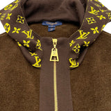 ルイ・ヴィトン LOUIS VUITTON モノグラム総柄ニットジップアップパーカー FJKC14 ブラウン ウール レディース パーカー