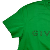 ジバンシィ GIVENCHY ラインストーンロゴ半袖Tシャツ BW70AS3YGQ グリーン コットン レディース 半袖Ｔシャツ