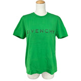ジバンシィ GIVENCHY ラインストーンロゴ半袖Tシャツ BW70AS3YGQ グリーン コットン レディース 半袖Ｔシャツ