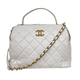 シャネル CHANEL マトラッセ2wayボーリングバッグ AS3740 ホワイト　ゴールド金具 カーフスキン レディース ショルダーバッグ