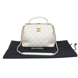 シャネル CHANEL マトラッセ2wayボーリングバッグ AS3740 ホワイト　ゴールド金具 カーフスキン レディース ショルダーバッグ