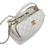 シャネル CHANEL マトラッセ2wayボーリングバッグ AS3740 ホワイト　ゴールド金具 カーフスキン レディース ショルダーバッグ