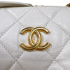 シャネル CHANEL マトラッセ2wayボーリングバッグ AS3740 ホワイト　ゴールド金具 カーフスキン レディース ショルダーバッグ