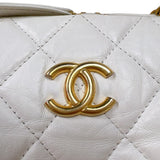 シャネル CHANEL マトラッセ2wayボーリングバッグ AS3740 ホワイト　ゴールド金具 カーフスキン レディース ショルダーバッグ