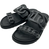 エルメス HERMES シェーヌダンクルサンダル ブラック レザー レディース サンダル