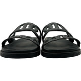 エルメス HERMES シェーヌダンクルサンダル ブラック レザー レディース サンダル