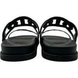 エルメス HERMES シェーヌダンクルサンダル ブラック レザー レディース サンダル