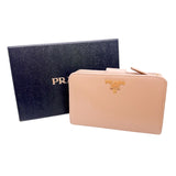 プラダ PRADA 二つ折りコンパクトウォレット 1ML225 ピンク/ゴールド金具 レザー レディース 二つ折り財布