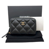 シャネル CHANEL クラシック ジップ コインパース AP0216 ブラック　ゴールド金具 ラムスキン レディース コインケース