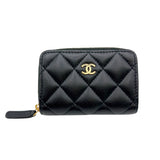 シャネル CHANEL クラシック ジップ コインパース AP0216 ブラック　ゴールド金具 ラムスキン レディース コインケース