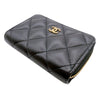 シャネル CHANEL クラシック ジップ コインパース AP0216 ブラック　ゴールド金具 ラムスキン レディース コインケース