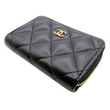 シャネル CHANEL クラシック ジップ コインパース AP0216 ブラック　ゴールド金具 ラムスキン レディース コインケース