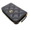シャネル CHANEL クラシック ジップ コインパース AP0216 ブラック　ゴールド金具 ラムスキン レディース コインケース