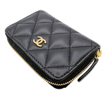 シャネル CHANEL クラシック ジップ コインパース AP0216 ブラック　ゴールド金具 ラムスキン レディース コインケース