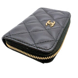 シャネル CHANEL クラシック ジップ コインパース AP0216 ブラック　ゴールド金具 ラムスキン レディース コインケース