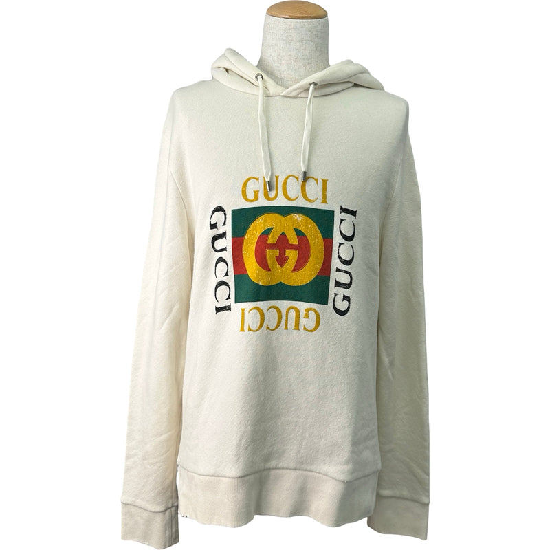 グッチ GUCCI ロゴプリントスウェットパーカー 454585 ホワイト 
