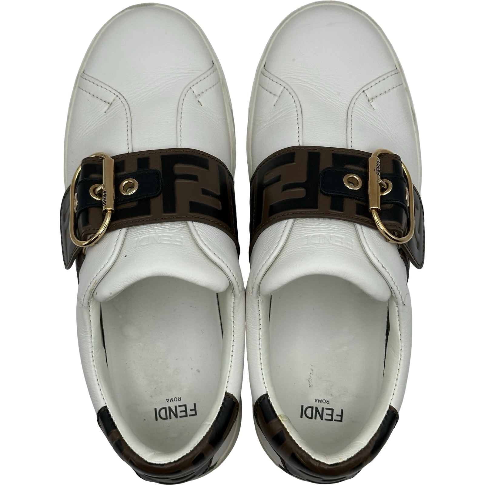 フェンディ FENDI FFベルトスリッポン ホワイト レザー レディース