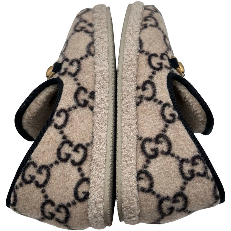 グッチ GUCCI GG総柄 ムートンシューズ ベージュ ウール/ポア