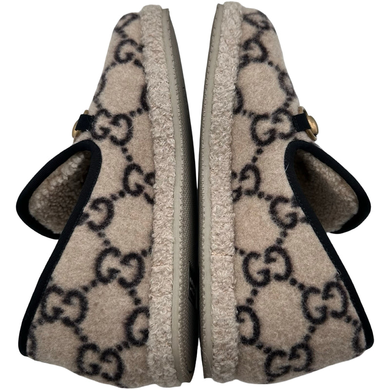 グッチ GUCCI GG総柄 ムートンシューズ ベージュ ウール/ポア
