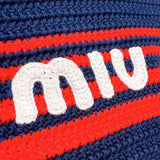 ミュウミュウ miu miu ロゴ刺繍トートバッグ 5BG280 ネイビー/レッド/ホワイト エンブロイダリー レディース トートバッグ