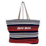ミュウミュウ miu miu ロゴ刺繍トートバッグ 5BG280 ネイビー/レッド/ホワイト エンブロイダリー レディース トートバッグ