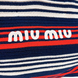ミュウミュウ miu miu ロゴ刺繍トートバッグ 5BG280 ネイビー/レッド/ホワイト エンブロイダリー レディース トートバッグ