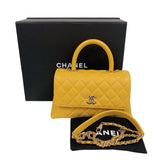 シャネル CHANEL ココハンドルXS A92990 イエロー　シルバー金具 レザー キャビアスキン レディース ショルダーバッグ