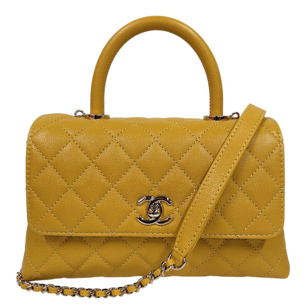 シャネル CHANEL ココハンドルXS A92990 イエロー シルバー金具 レザー