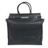 サンローラン SAINT LAURENT マンハッタンN/Sトートバック 757302 ブラック/ホワイト シルバー金具 カーフレザー メンズ トートバッグ