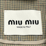 ミュウミュウ miu miu チェック柄ロゴ刺繍ブルゾン ML1046 ベージュ コットン レディース ブルゾン