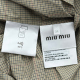 ミュウミュウ miu miu チェック柄ロゴ刺繍ブルゾン ML1046 ベージュ コットン レディース ブルゾン