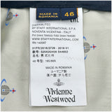 ヴィヴィアンウエストウッド Vivienne Westwood チェック柄スラックスパンツ S25KA0456 ネイビー ウール メンズ その他ボトムス