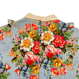 グッチ GUCCI 花柄フリルワンピース 477487 ブルー コットン レディース ワンピース