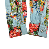グッチ GUCCI 花柄フリルワンピース 477487 ブルー コットン レディース ワンピース